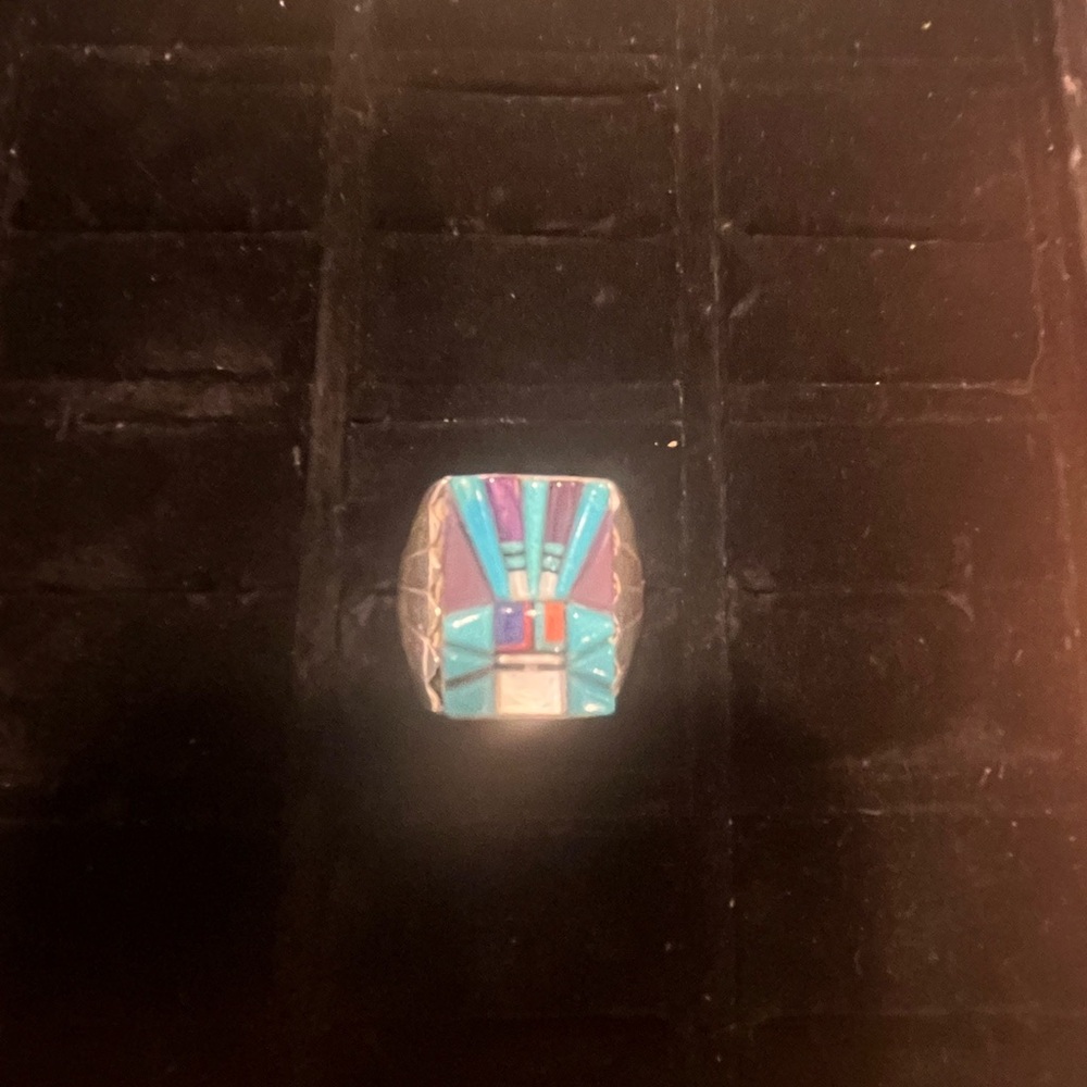 Men’s Western Colorful Gem Geometric Ring